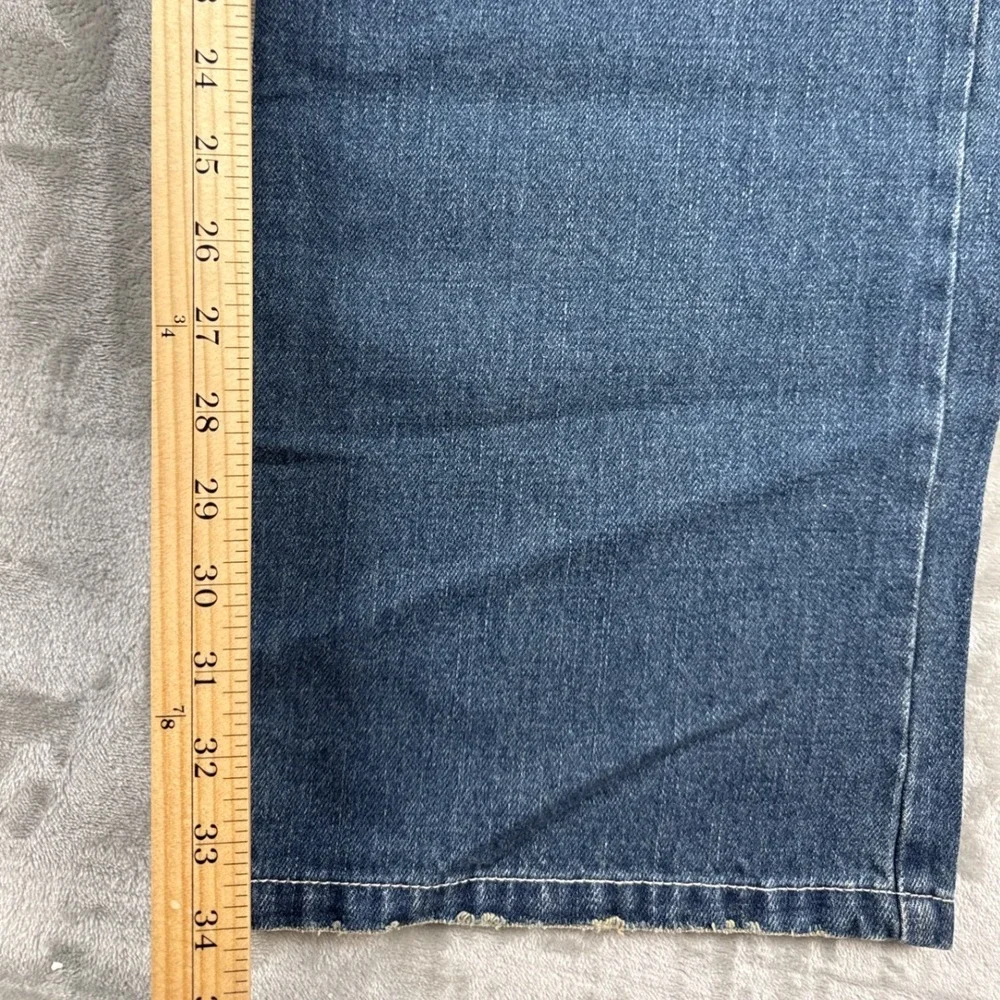 Guess Jeans Mens 33 Blue Medium Wash Straight Leg Distressed Denim X721L057